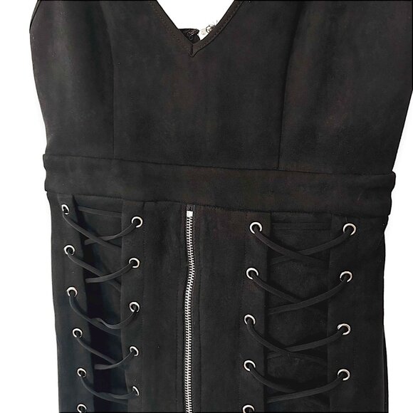 Seek The Label Faux Suede Lace-Up Bodycon Dress - Picture 4 of 11